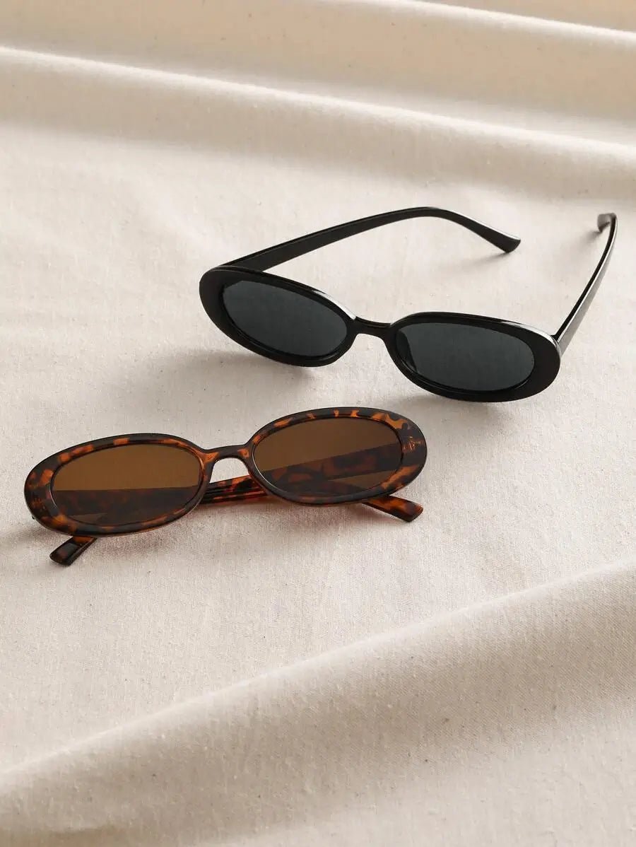 Women's Oval Sunglasses with Flat Profile and UV Protection - 10