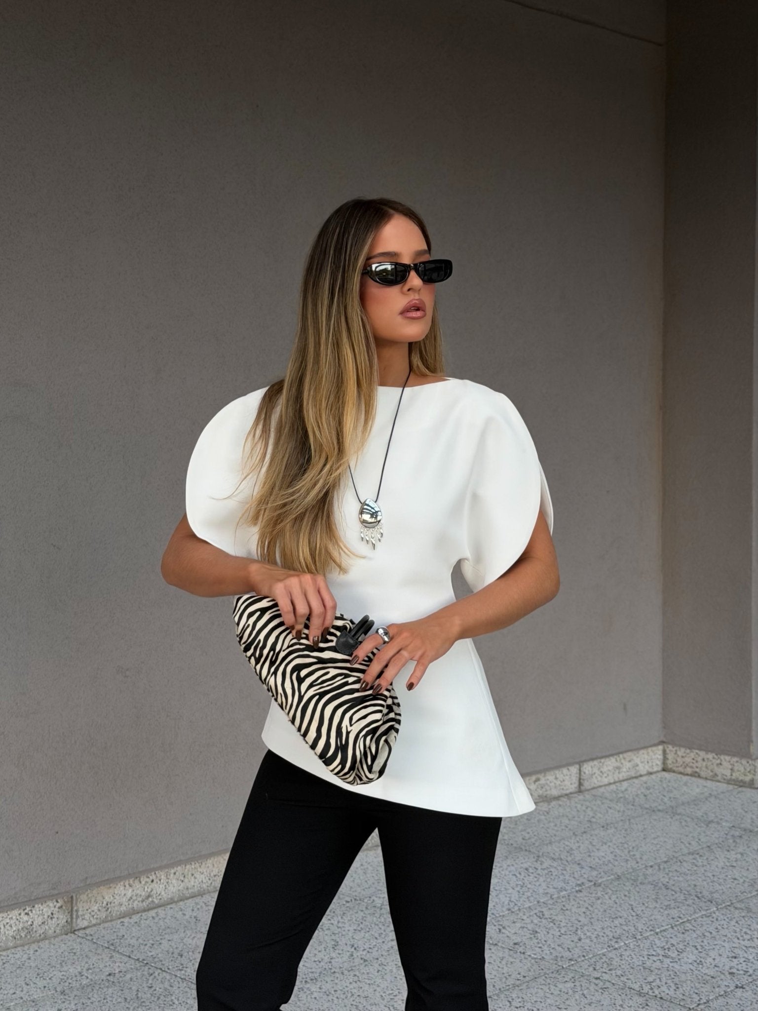 Women's Balloon Sleeve Top with Boat Neck and Fine Knit Finish - 7