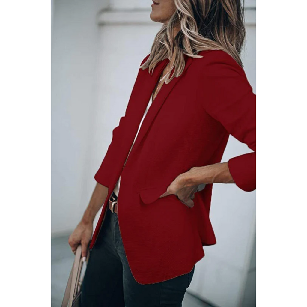 Women's Single Button Blazer with Notch Lapels - 15