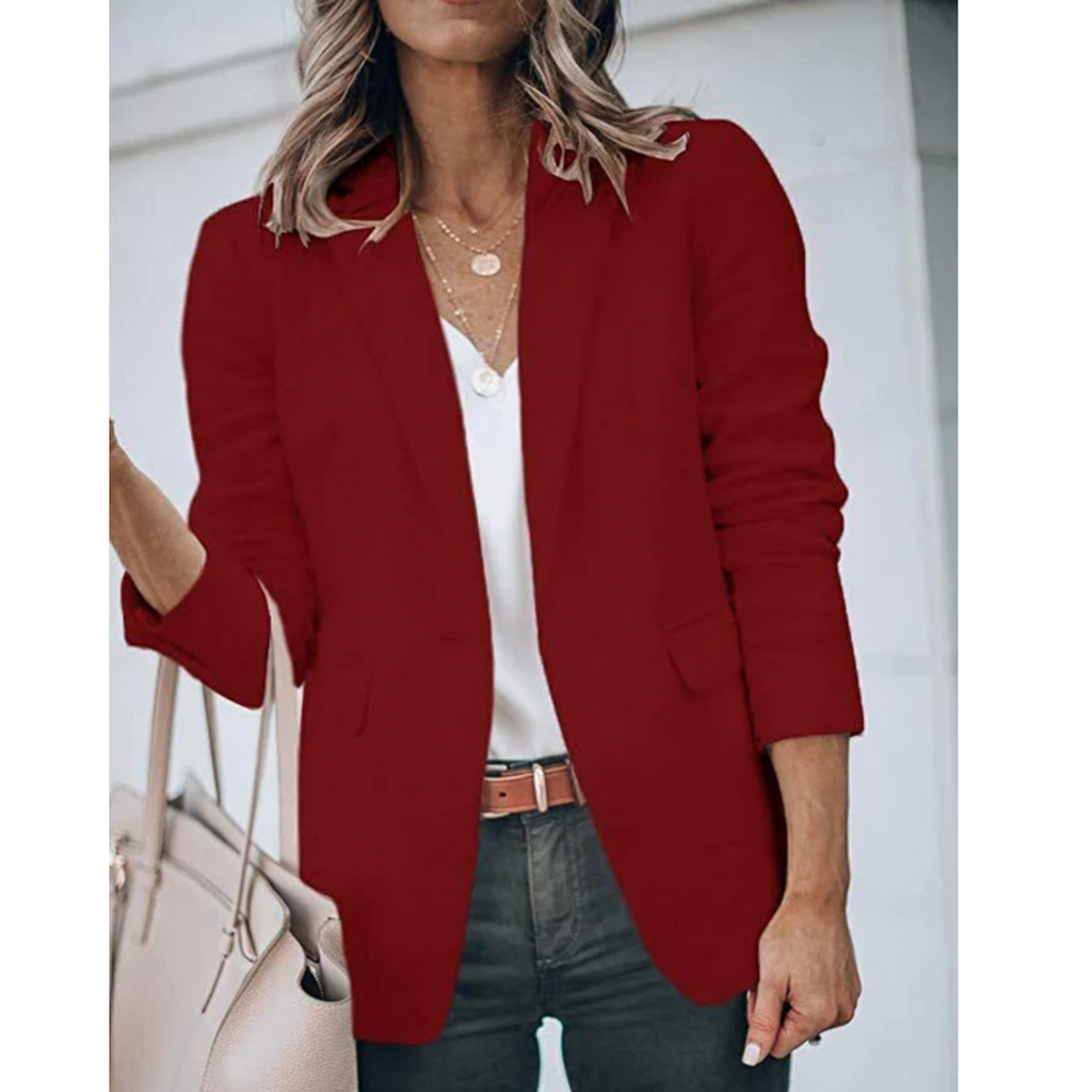 Women's Single Button Blazer with Notch Lapels - 16