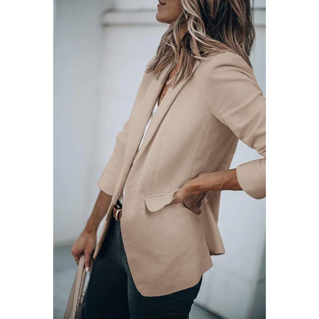 Women's Single Button Blazer with Notch Lapels - 4
