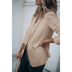 Women's Single Button Blazer with Notch Lapels - 4