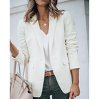 Women's Single Button Blazer with Notch Lapels - 9