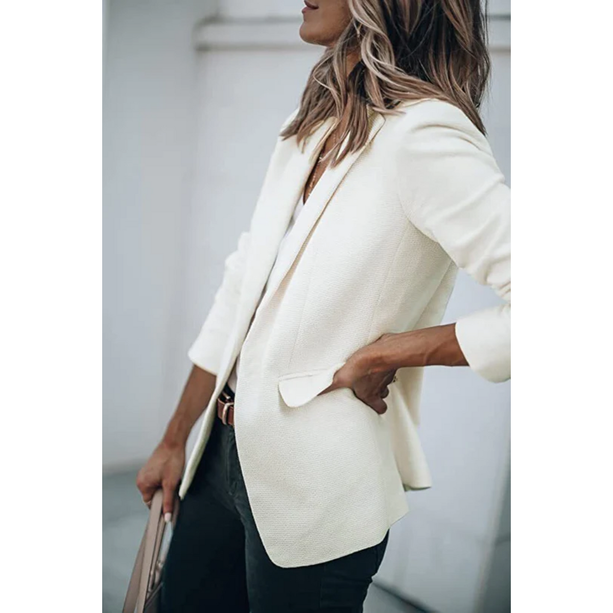 Women's Single Button Blazer with Notch Lapels - 10