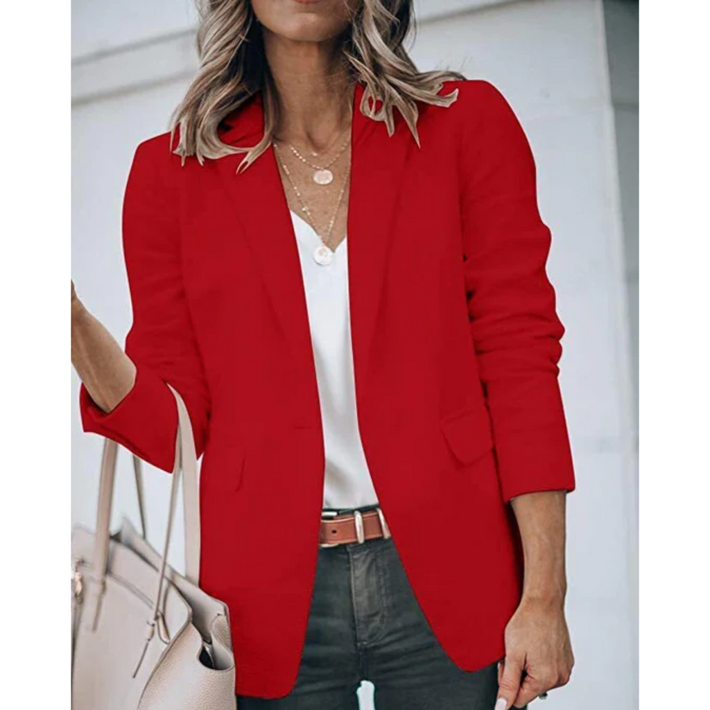 Women's Single Button Blazer with Notch Lapels - 12