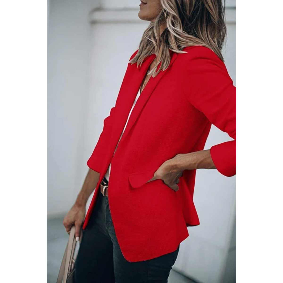 Women's Single Button Blazer with Notch Lapels - 13
