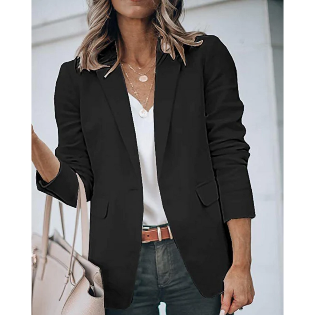 Women's Single Button Blazer with Notch Lapels