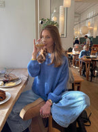 Women's Loose Fit Round Neck Jumper Long Sleeve - 6