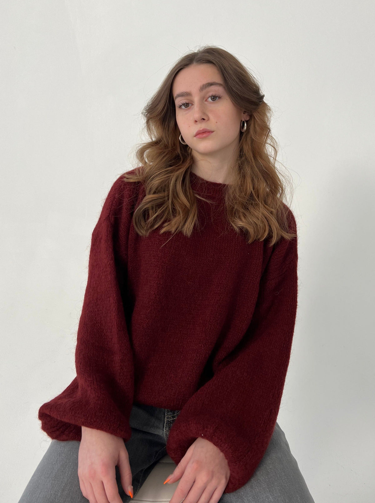 Women's Loose Fit Round Neck Jumper Long Sleeve - 5