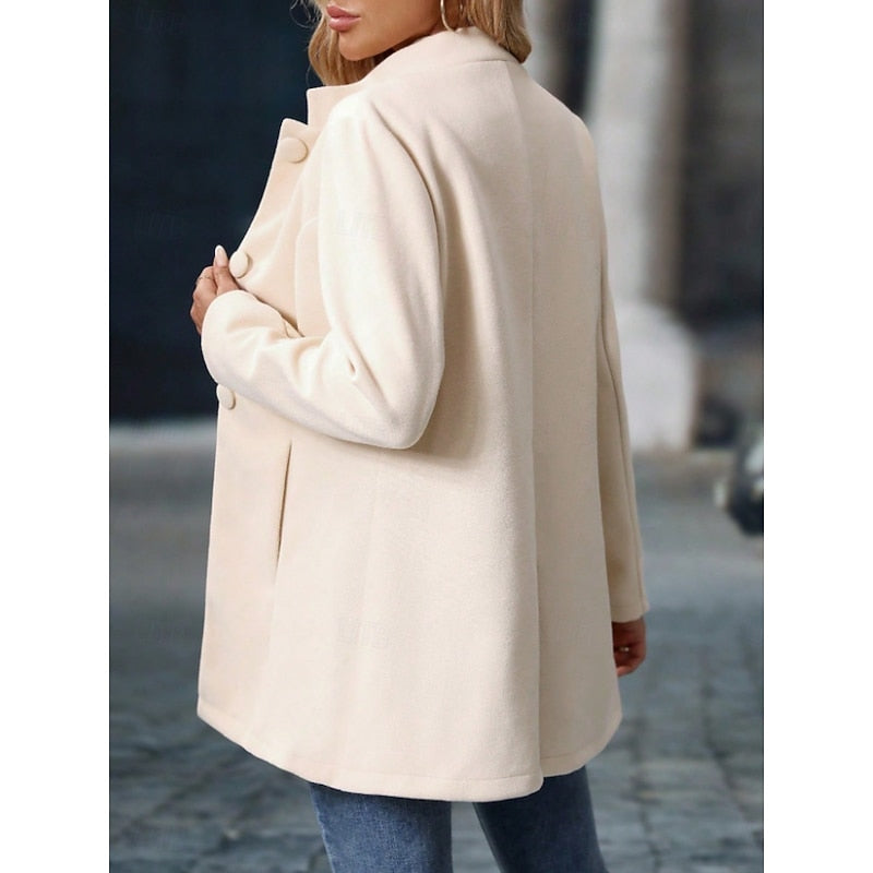 Women's Stand-Collar Tailored Coat with Button Front - 8
