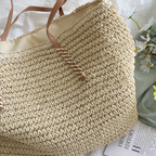 Women's Woven Straw Shoulder Bag with Spacious Interior - 11