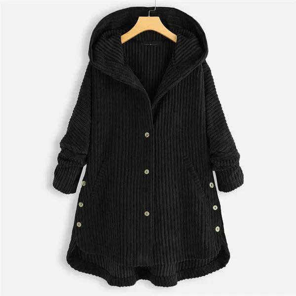 Niah - Cosy Hooded Coat - Black