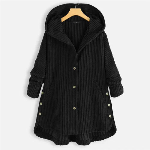 Niah - Cosy Hooded Coat - Black