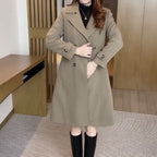 Women's Trench Coat Double-Breasted with Notch Lapel and A-Line Silhouette