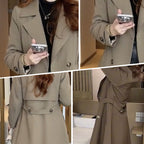Women's Trench Coat Double-Breasted with Notch Lapel and A-Line Silhouette - 8