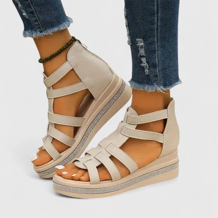 Kendall | Orthopaedic Strass Sandals - Beige