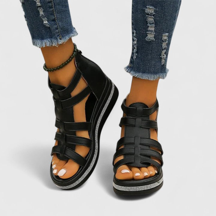 Kendall | Orthopaedic Strass Sandals - Black