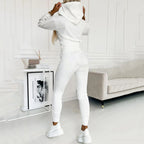 Women's Two-Piece Set Hooded Crop Top and High-Waist Trousers - 2