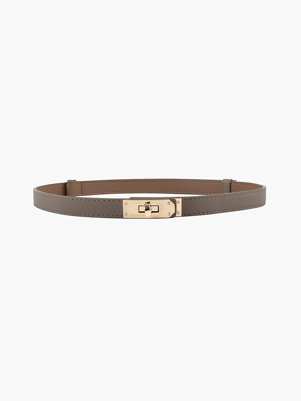 Women's Adjustable Slim Belt with Gold Buckle - Grey