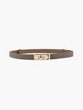 Women's Adjustable Slim Belt with Gold Buckle - Grey