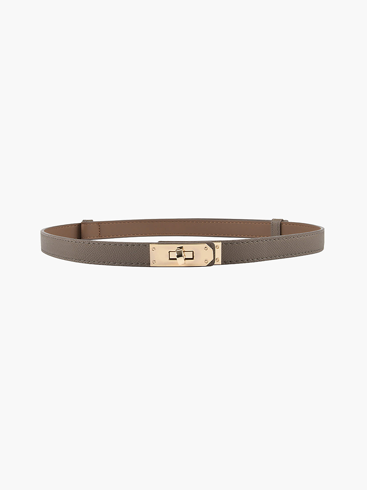 Women's Adjustable Slim Belt with Gold Buckle - Grey