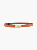 Women's Adjustable Slim Belt with Gold Buckle - Orange
