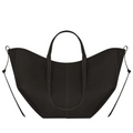 Women's Curved-Bottom Tote Bag with Adjustable Strap - Black