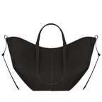 Women's Curved-Bottom Tote Bag with Adjustable Strap - Black
