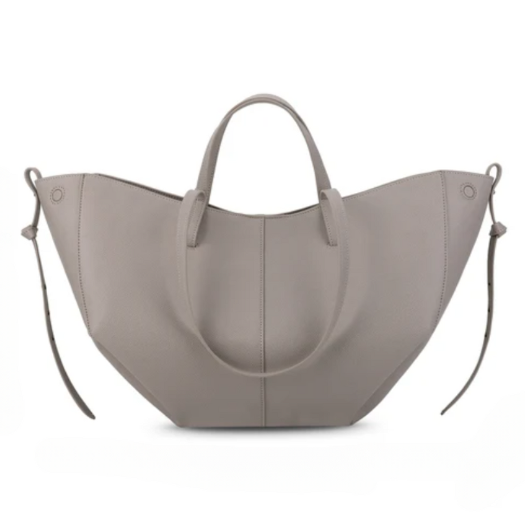 Women's Curved-Bottom Tote Bag with Adjustable Strap - Grey