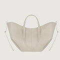 Women's Curved-Bottom Tote Bag with Adjustable Strap - White