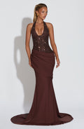 Women's Evening Gown Halter Neck Embellished Corset with Train - 2