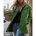 Women's Button-Front Turndown Collar Coat - Green