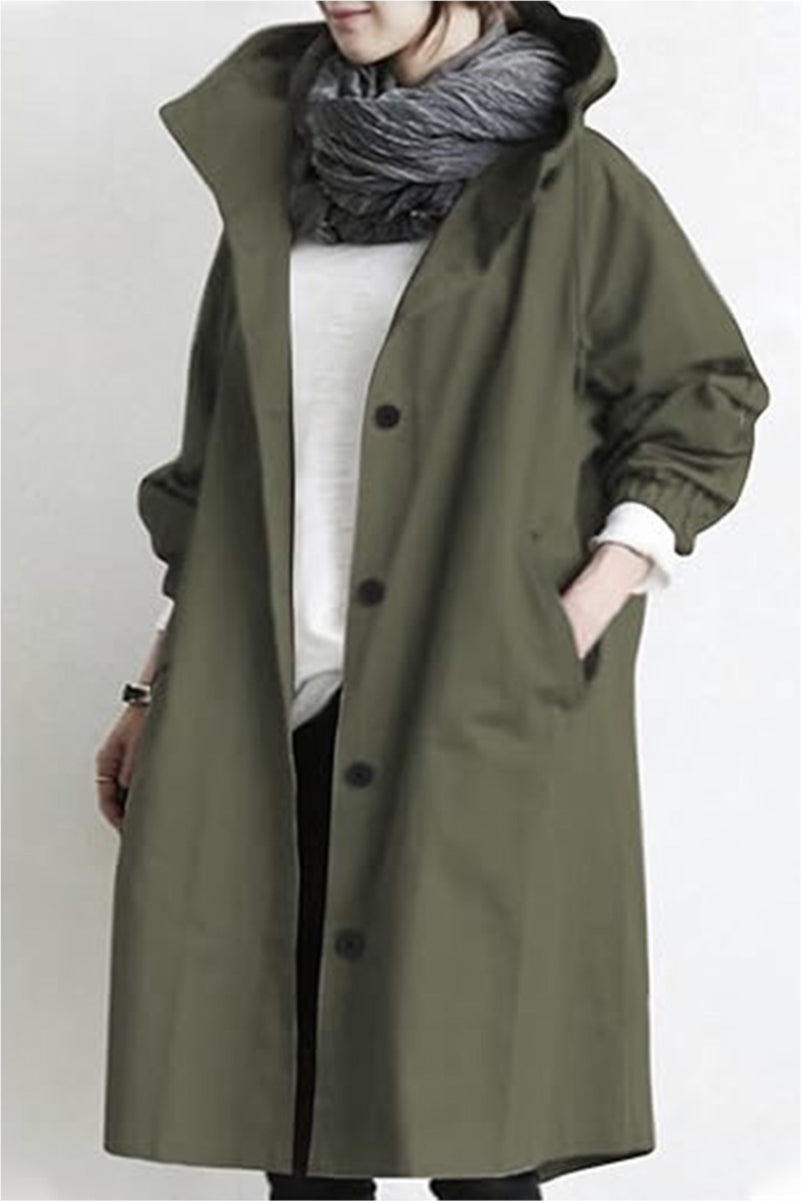 Barbara | Oversized Water-Resistant Windbreaker - Army Green