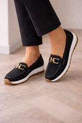 Women's Loafers with Bit Detail and Platform Sole - Black