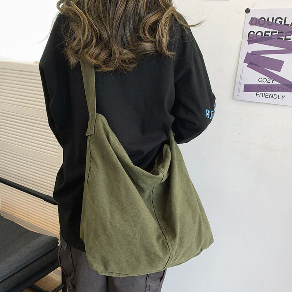Women's Canvas Shoulder Bag Crossbody Slouch Style - Green