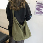 Women's Canvas Shoulder Bag Crossbody Slouch Style - Green