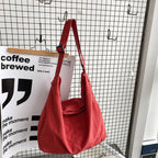 Women's Canvas Shoulder Bag Crossbody Slouch Style - Red