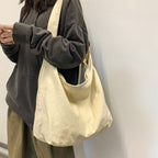 Women's Canvas Shoulder Bag Crossbody Slouch Style - White