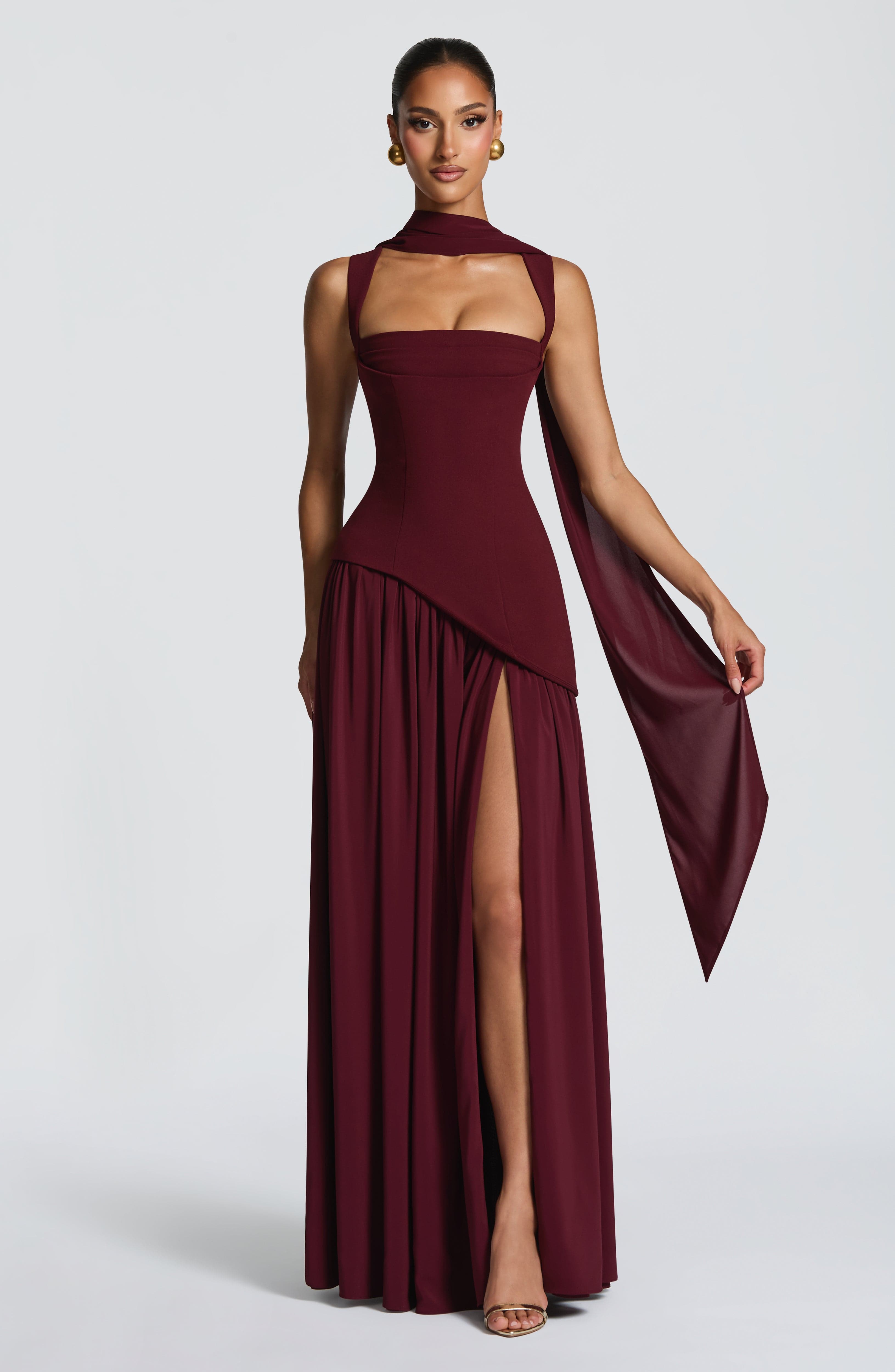 Women's Maxi Dress Sleeveless with Square Neck and High Slit - 6