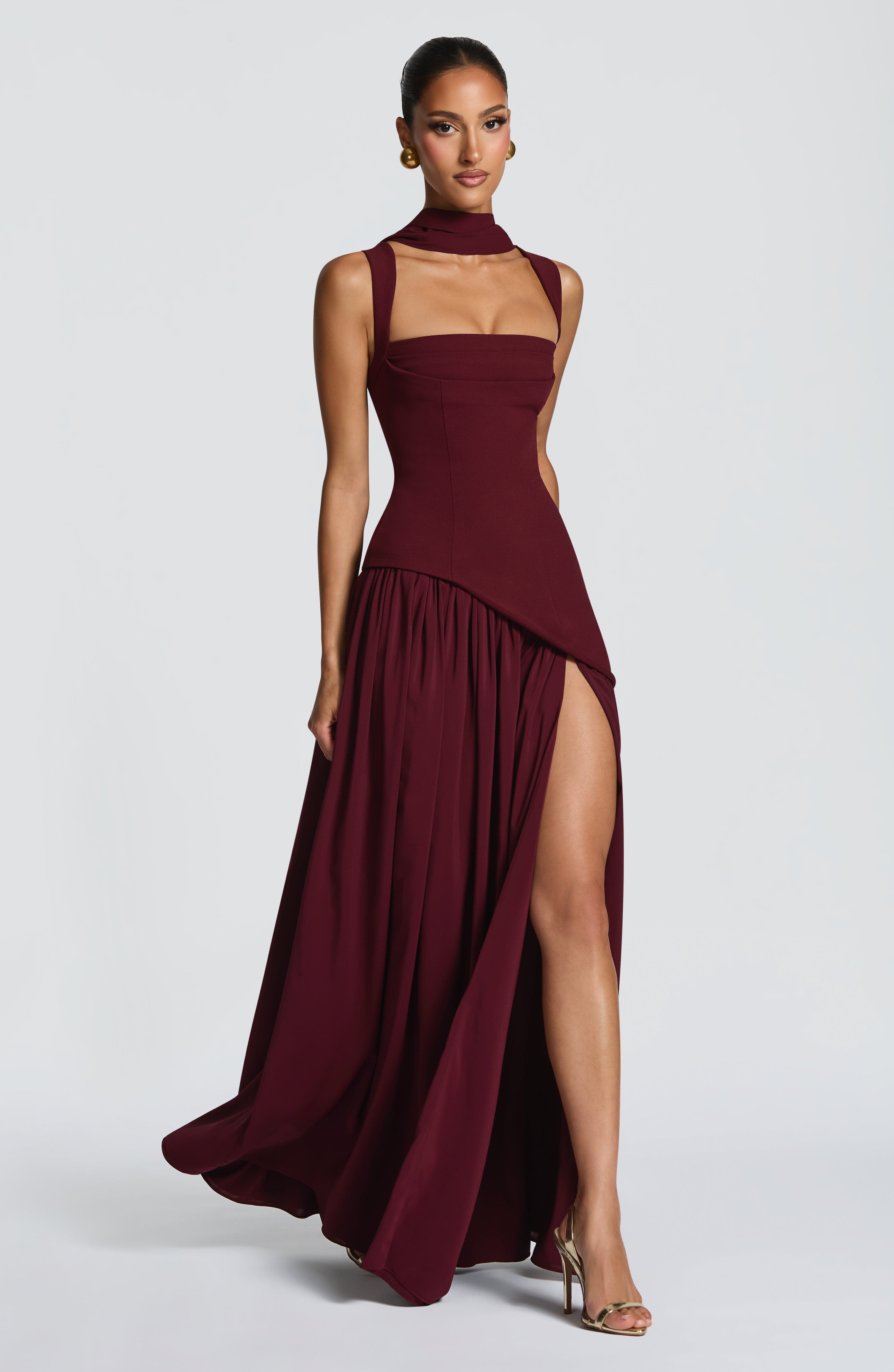 Women's Maxi Dress Sleeveless with Square Neck and High Slit - 8