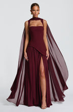 Women's Maxi Dress Sleeveless with Square Neck and High Slit - 11
