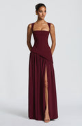 Women's Maxi Dress Sleeveless with Square Neck and High Slit - 2