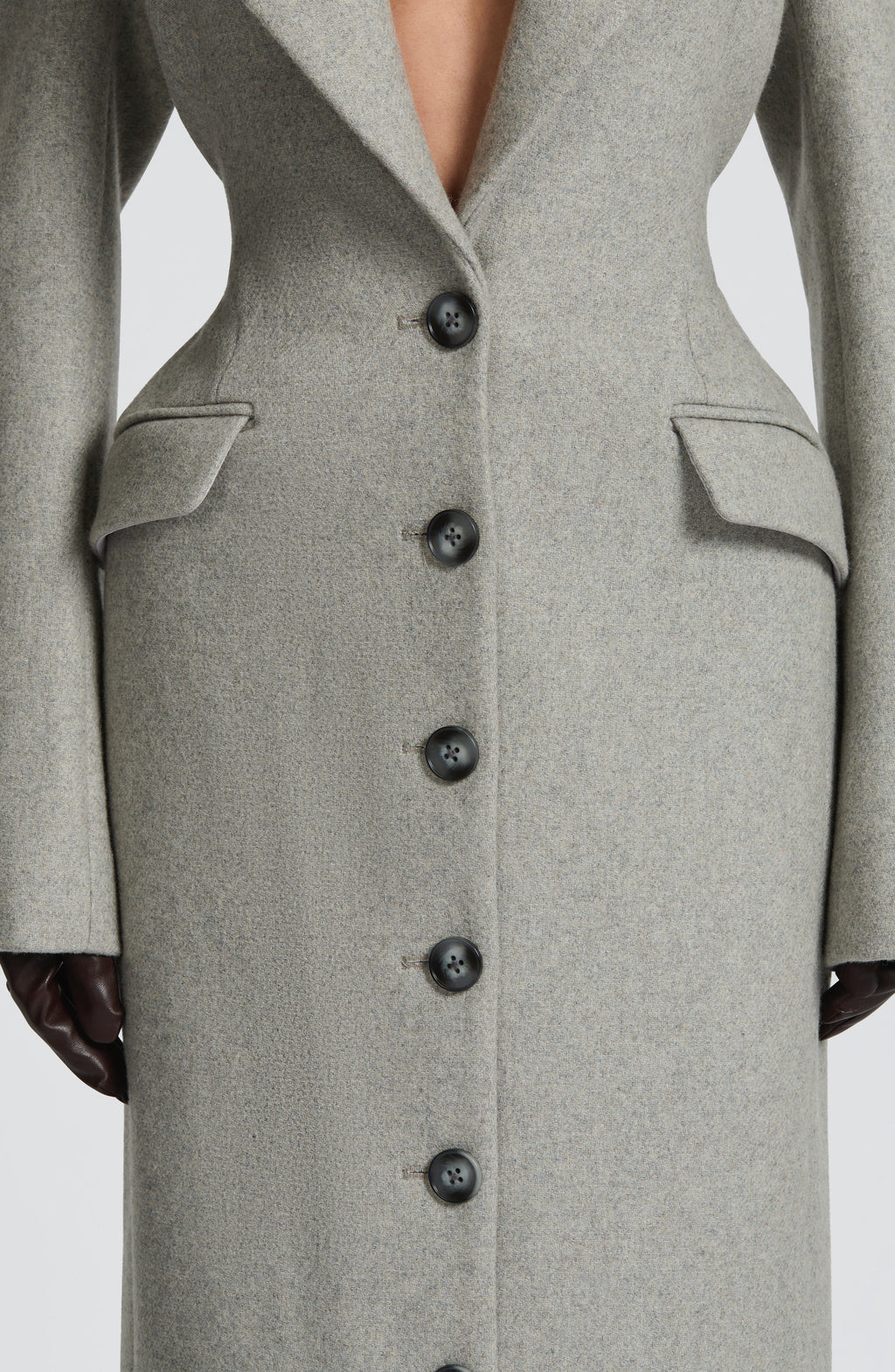 Women's Long Coat Tailored Fit with Peak Lapel - 6