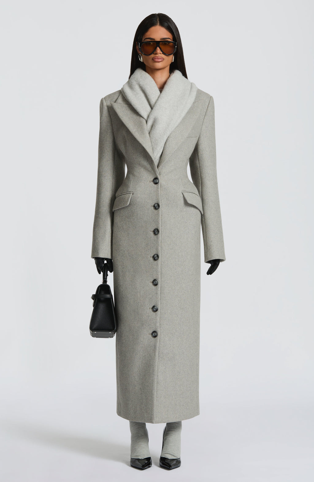 Women's Long Coat Tailored Fit with Peak Lapel - 7