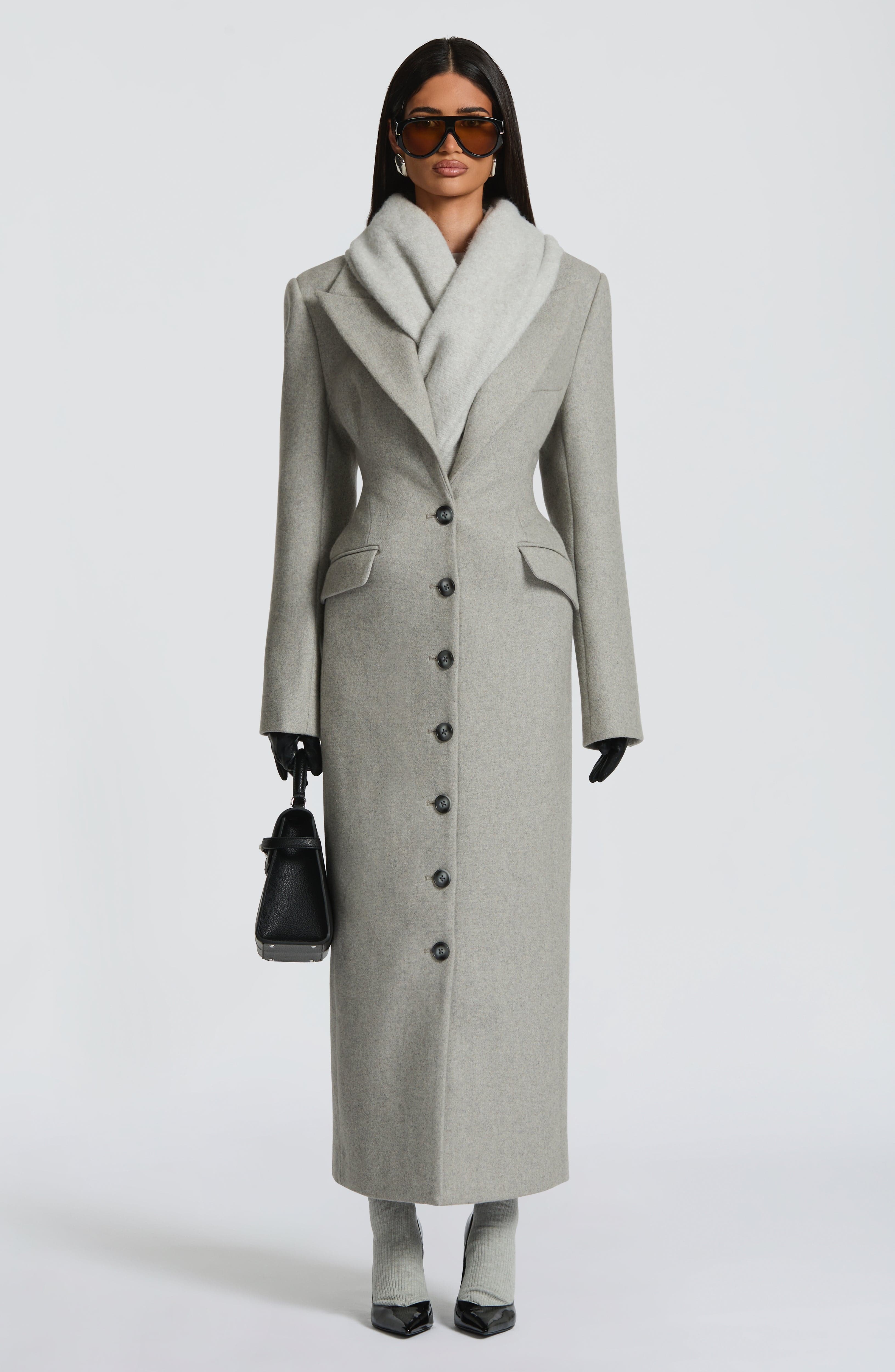 Women's Long Coat Tailored Fit with Peak Lapel - 7