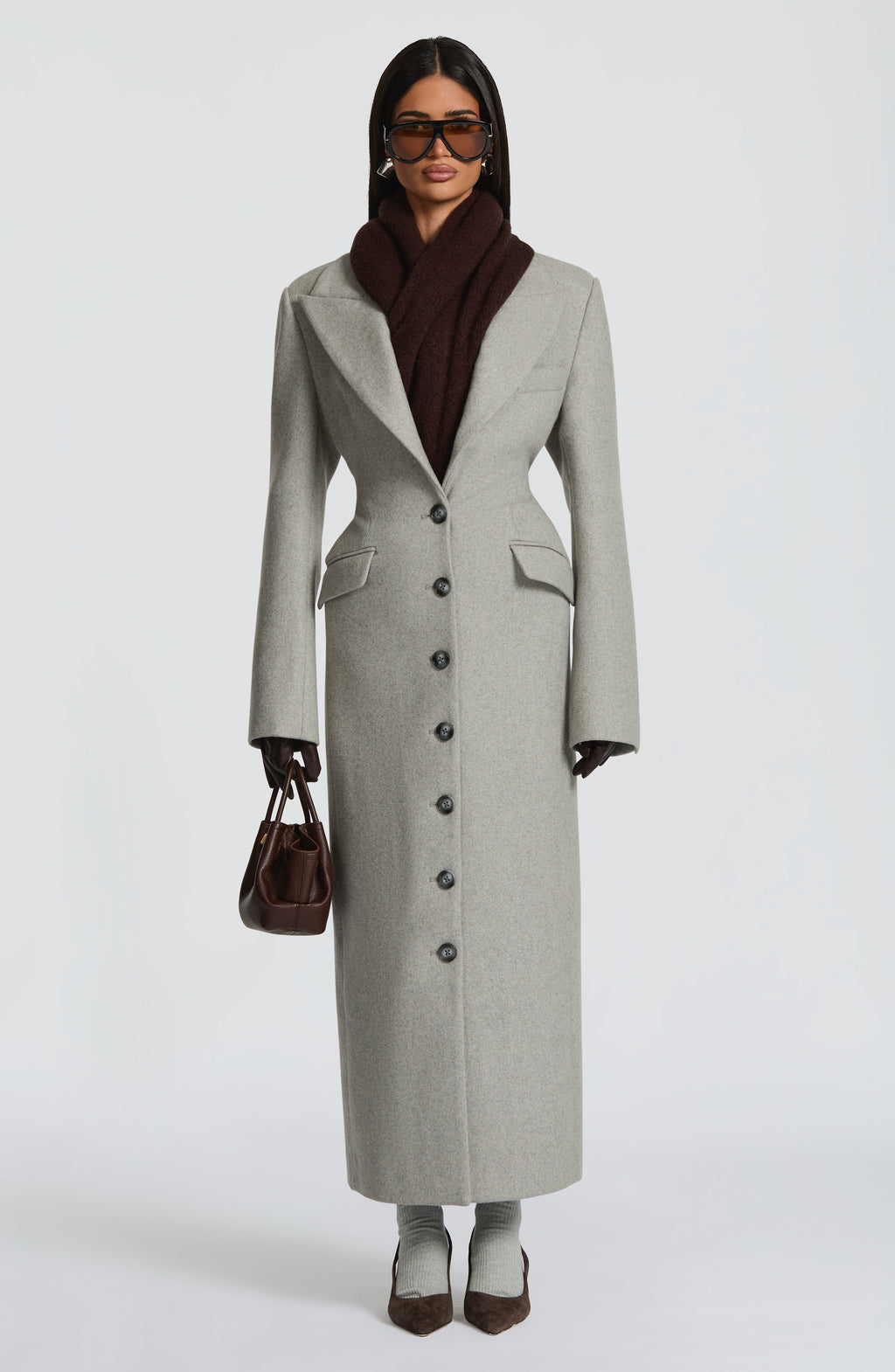 Women's Long Coat Tailored Fit with Peak Lapel - 8