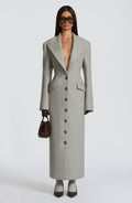 Women's Long Coat Tailored Fit with Peak Lapel - 2