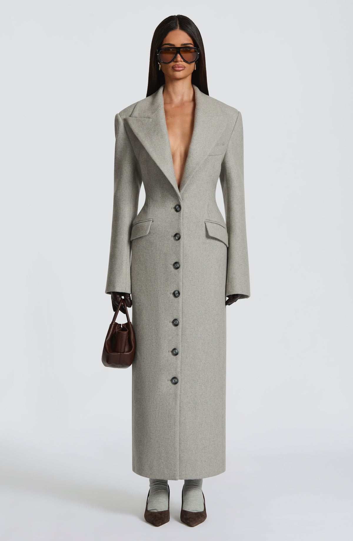 Women's Long Coat Tailored Fit with Peak Lapel - 2