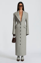 Women's Long Coat Tailored Fit with Peak Lapel - 2