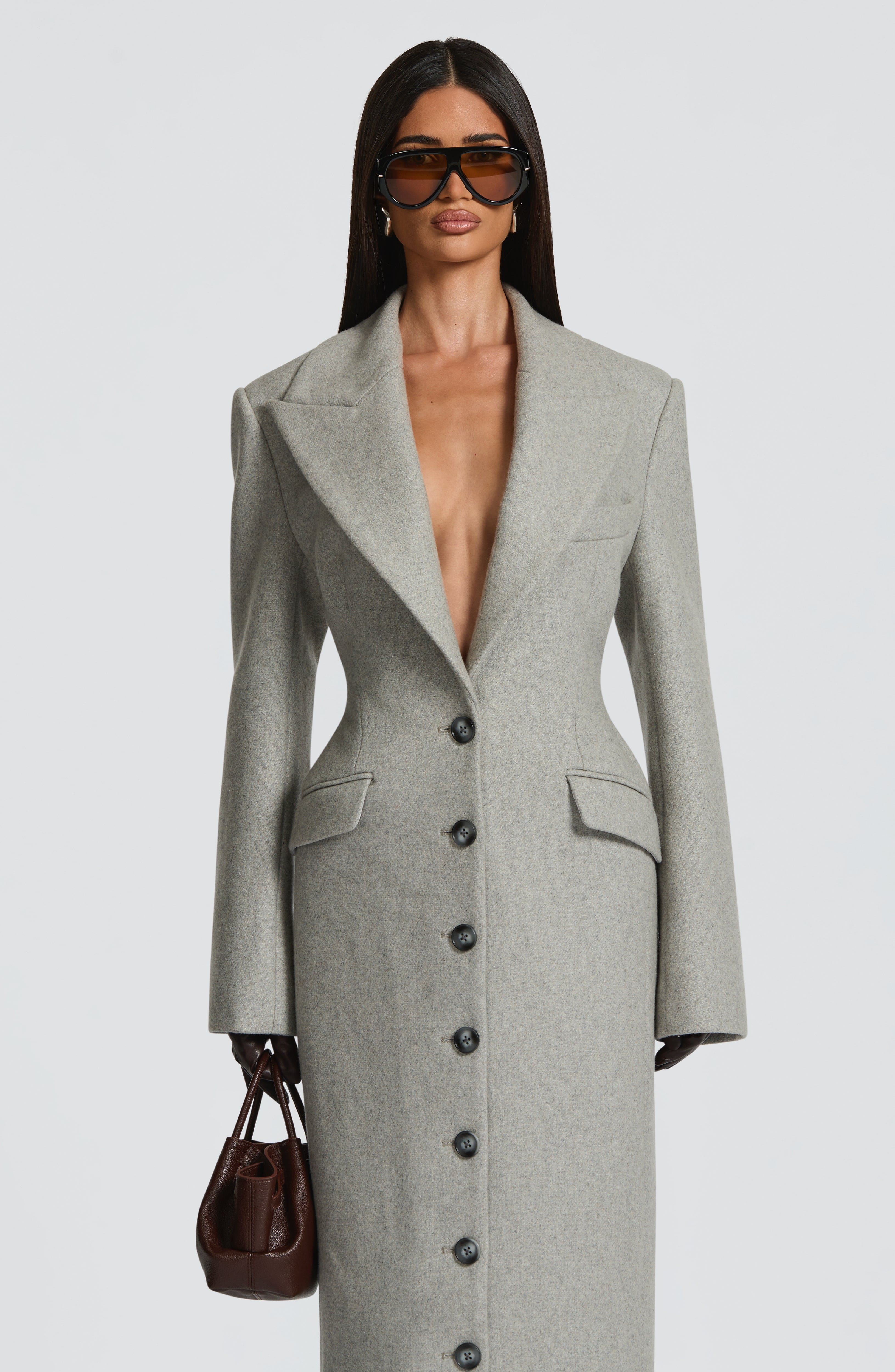 Women's Long Coat Tailored Fit with Peak Lapel - 11